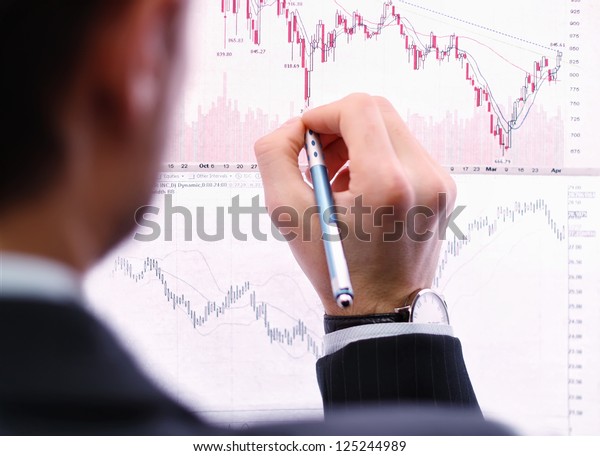 Business Man Showing Chart Bar Economy Stock Photo (Edit Now) 125244989