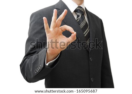 Business man showing perfect  sign
