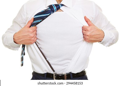 Business Man Showing A White T-shirt Under His Open Shirt