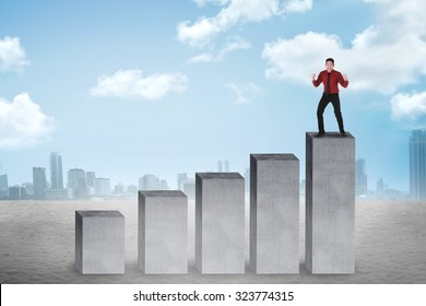 Business Man Stand On Top Chart Stock Photo 323774315 | Shutterstock