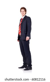 Business Man Standing On A Plain White Background.