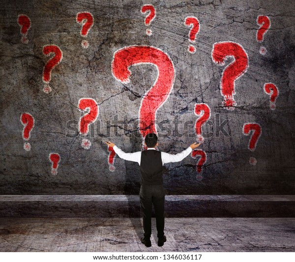 Business Man Standing Question Mark Stock Photo 1346036117 | Shutterstock