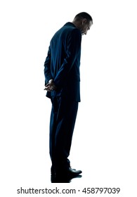 Business Man Standing Sadness Silhouette Isolated