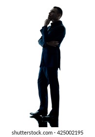 Business Man Standing Thinking Isolated