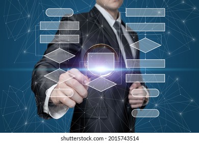 Business Man Study Flowchart Algorithm On Stock Photo 2015743514 ...