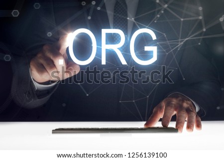 Business man touching screen with 