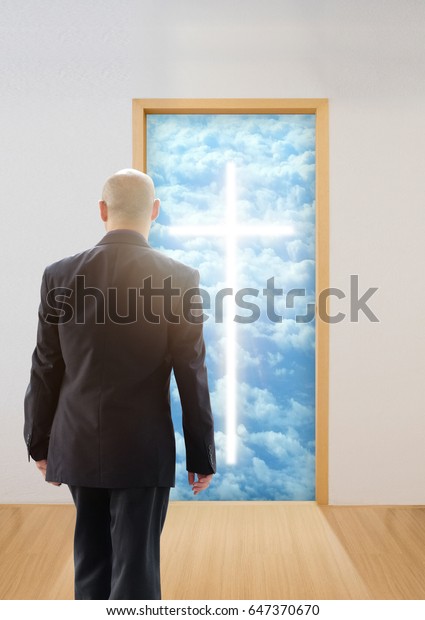 Business Man Walking Looking Shining Cross Stock Photo Edit