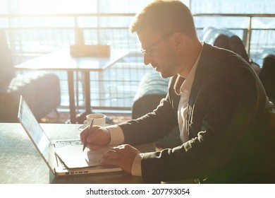 business man working with documents and laptop 