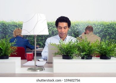 Business Man Working In A Green Office