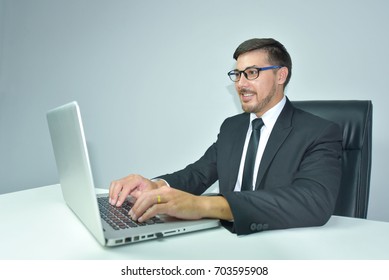 Business Man Working Laptop Isolated Over Stock Photo 703595908 ...