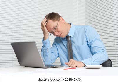 Business Man Working On His Laptop Computer