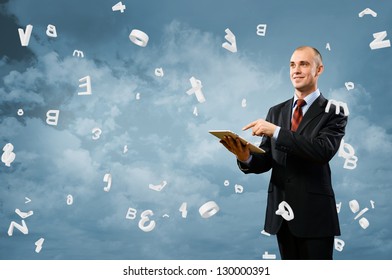 business man is working with the tablet, Concept of digital technology