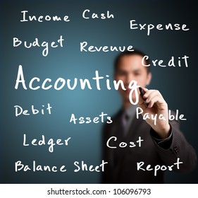 business man writing accounting concept