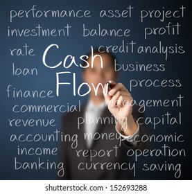 Business Man Writing Cash Flow Concept