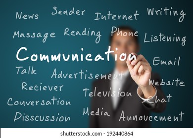 business man writing communication concept