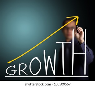 business man writing growth concept