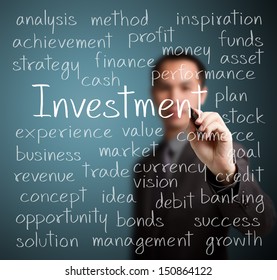 business man writing investment concept