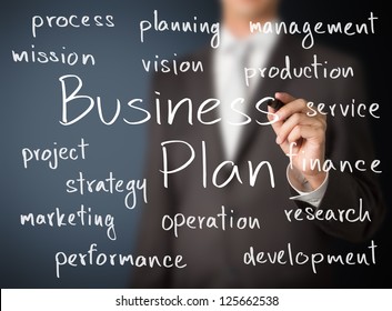 business man writing business plan concept