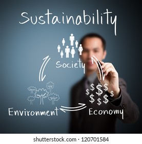 Business Man Writing Sustainability Concept