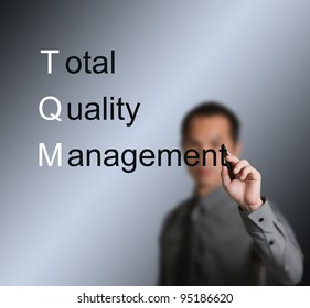 business man writing total quality management (TQM) concept for industry - Shutterstock ID 95186620