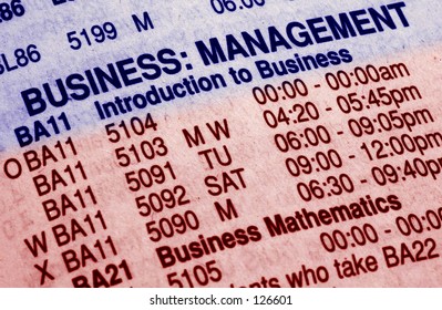 Business Management Class Schedule