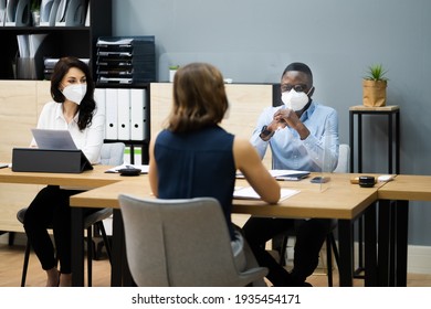 Business Manager Job Interview Talking In Face Mask