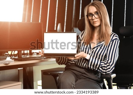 Similar – Image, Stock Photo Woman with laptop drinking coffee