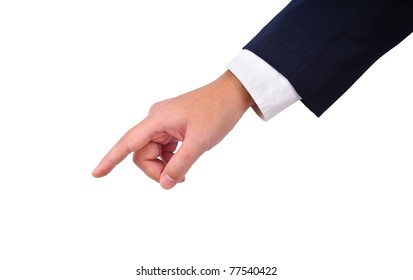 Business Man's Hand  Pointing Down Isolated On White