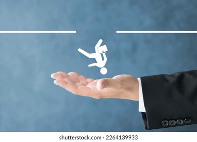 Business man's hand saving person falling from way - Shutterstock ID 2264139933