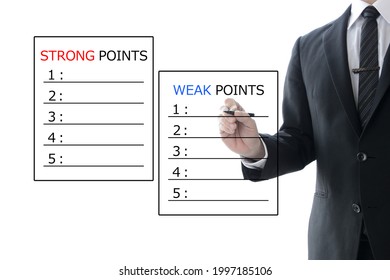 Business Man's Hand Writing Strong And Weak Points