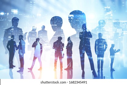 Business Meeting Concept Silhouettes Diverse Business Stock Photo ...