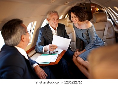 Business Meeting On A Private Jet