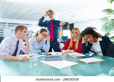 Business Meeting Sad Expression Bad Negative Gesture Young Teamwork