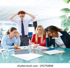 Business Meeting Sad Expression Bad Negative Gesture Young Teamwork