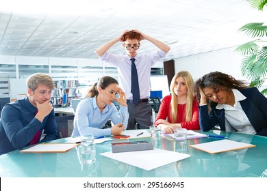 Business Meeting Sad Expression Bad Negative Gesture Young Teamwork