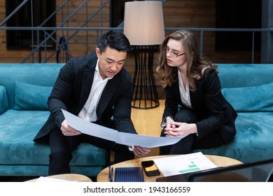 Business Business Meeting, Two Businessmen Asian Man And Woman, Business Discussion, International Business Partners Hold A Meeting