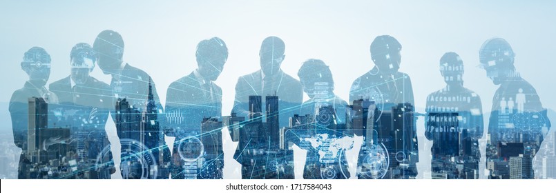 Business network concept. Group of businessperson. Teamwork. Human resources. - Shutterstock ID 1717584043