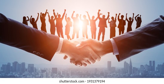 Business network concept. Group of people. Shaking hands. Customer support. Human relationship. Success of business. 