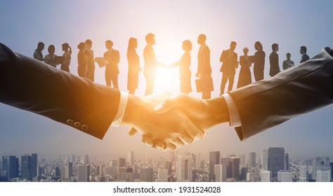 Business Network Concept. Group Of People. Shaking Hands. Customer Support. Human Relationship. Success Of Business. Management Strategy.