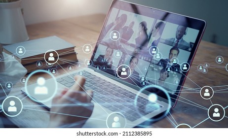 Business network concept. Human network. Video conference.