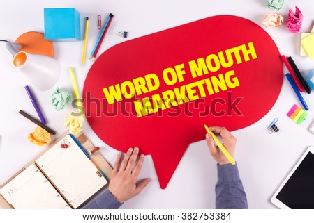 BUSINESS OFFICE ANNOUNCEMENT COMMUNICATION WORD OF MOUTH MARKETING CONCEPT