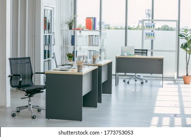 Business office people maintain social distancing meeting room. Stop covid-19 coronavirus.Social and business distancing new normal lifestyle.	