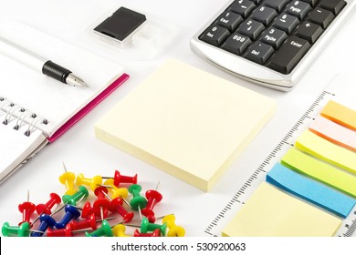 Business Office Supplies On White Background