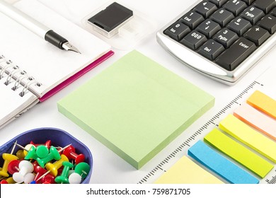 Business Office Supplies On White Background