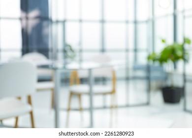 Business office without people with blurred bokeh background.