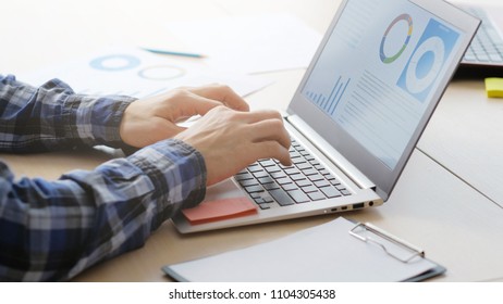 business paperwork. computer technology for data analysis, marketing statistics research. office worker typing report on laptop - Powered by Shutterstock - Get 15% off with code: PIKWIZARD15