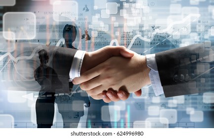 Business partners greeting each other. Mixed media . Mixed media - Shutterstock ID 624996980