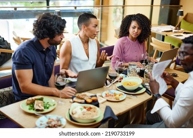 Business Partners Sit Restaurant During Business Stock Photo 2190733199 ...