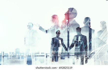 Business partnership and success concept. Mixed media - Shutterstock ID 692825119