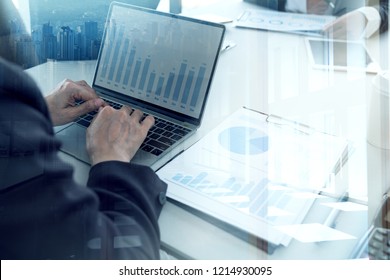 Business Peopel Investment Advisory Team Analyzes Company's Annual Financial Statements. Balance Sheets WORK With Graph Papers. Internal AUDIT TAX Return on Investment Analysis Shareholder's Concept